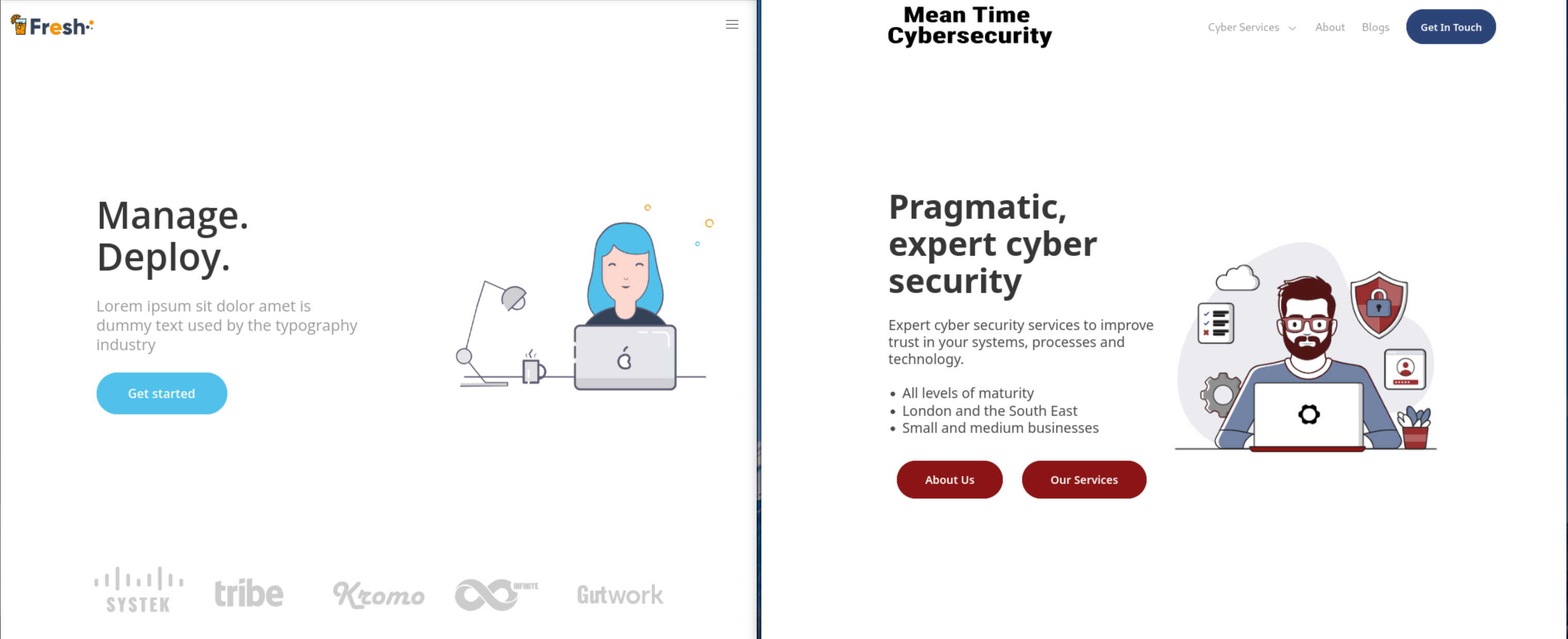 two websites side by side